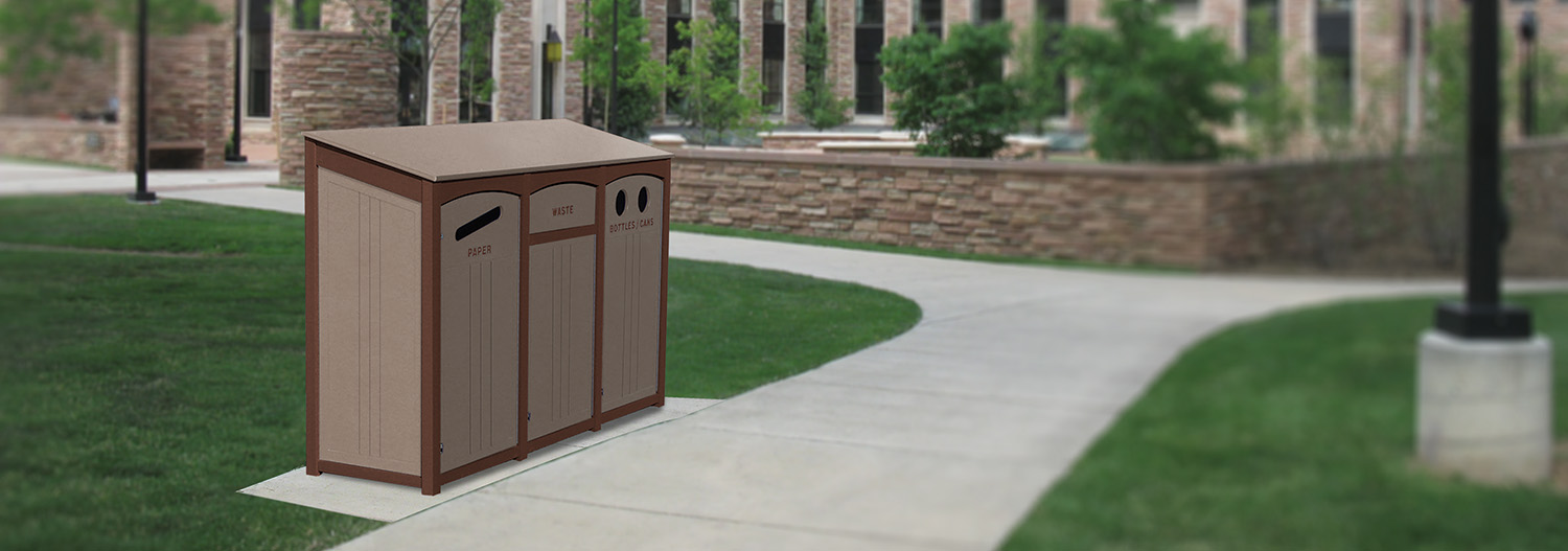 triple 55 gallon recycling bins