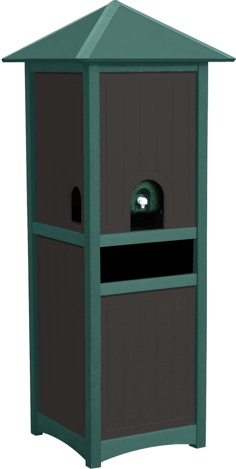 easycare hunter water cooler enclosure with waste and recycling with green frame
