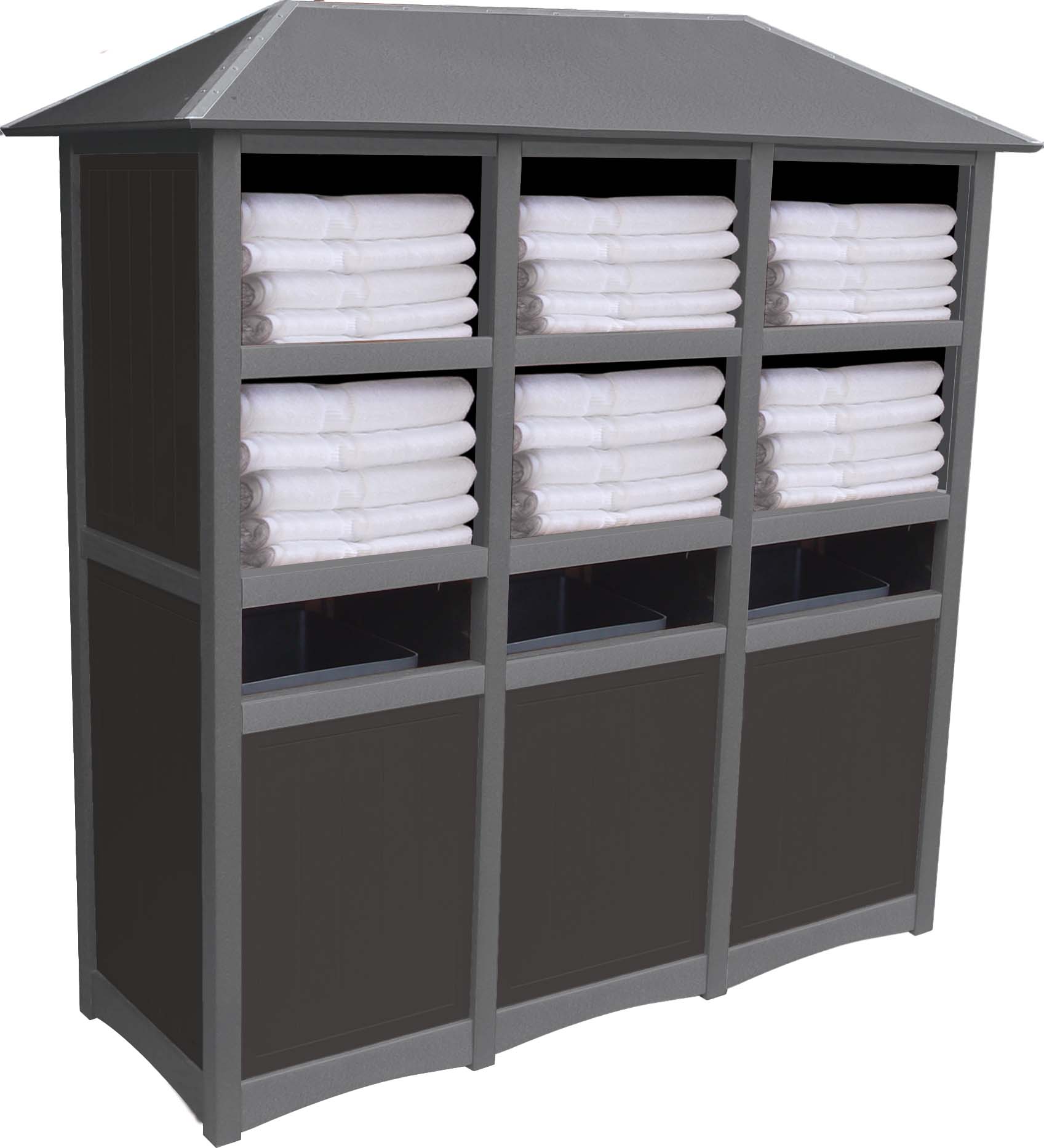 easycare hunter triple towel station with roof with gray frame