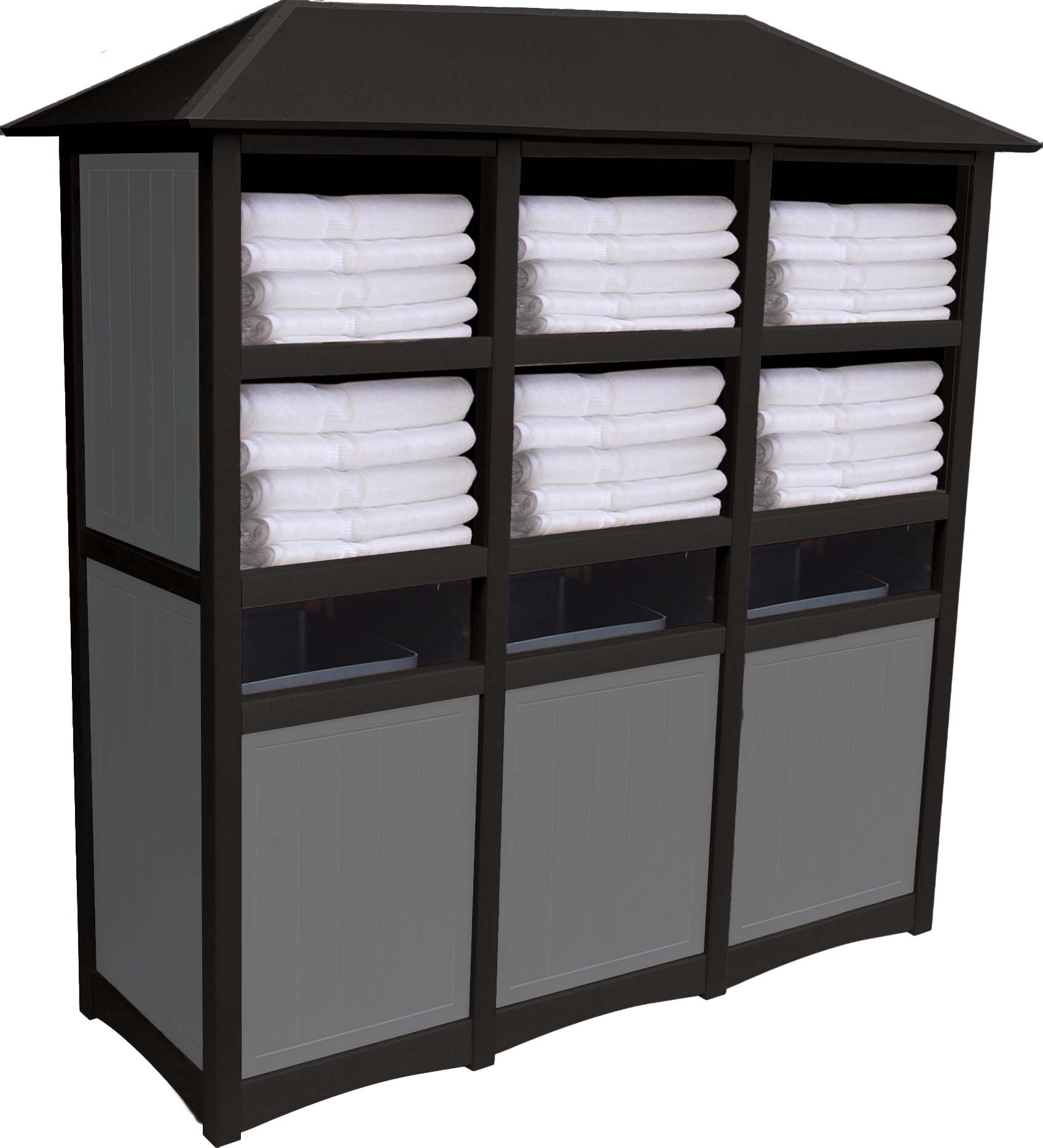 easycare hunter triple towel station with roof with gray panels
