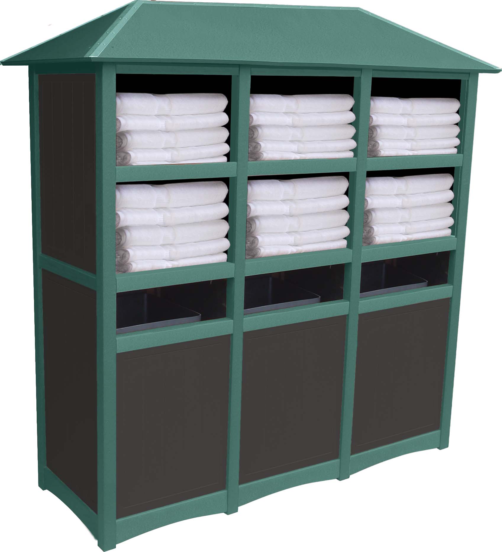 easycare hunter triple towel station with roof with green frame
