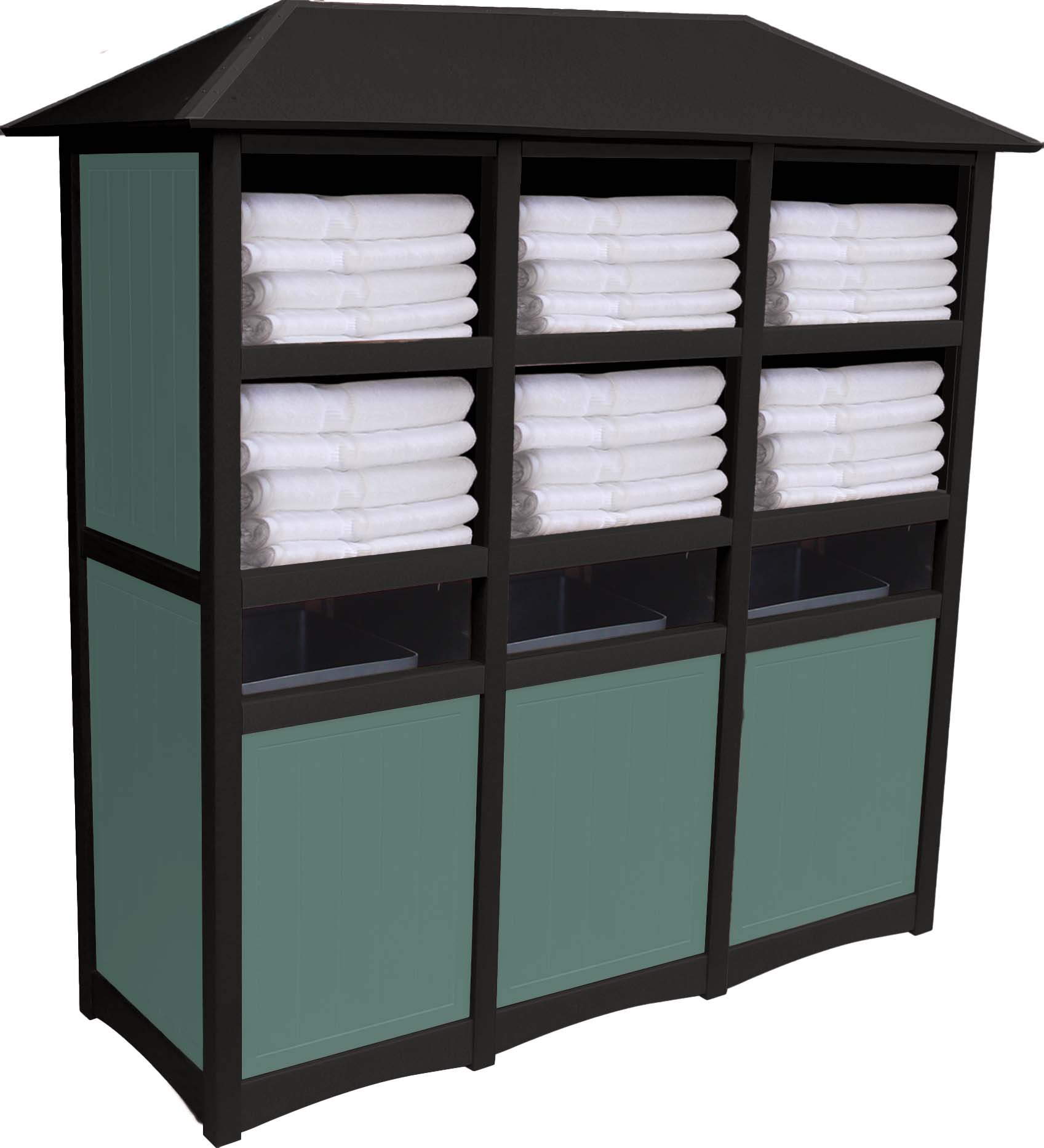 easycare hunter triple towel station with roof with green panels
