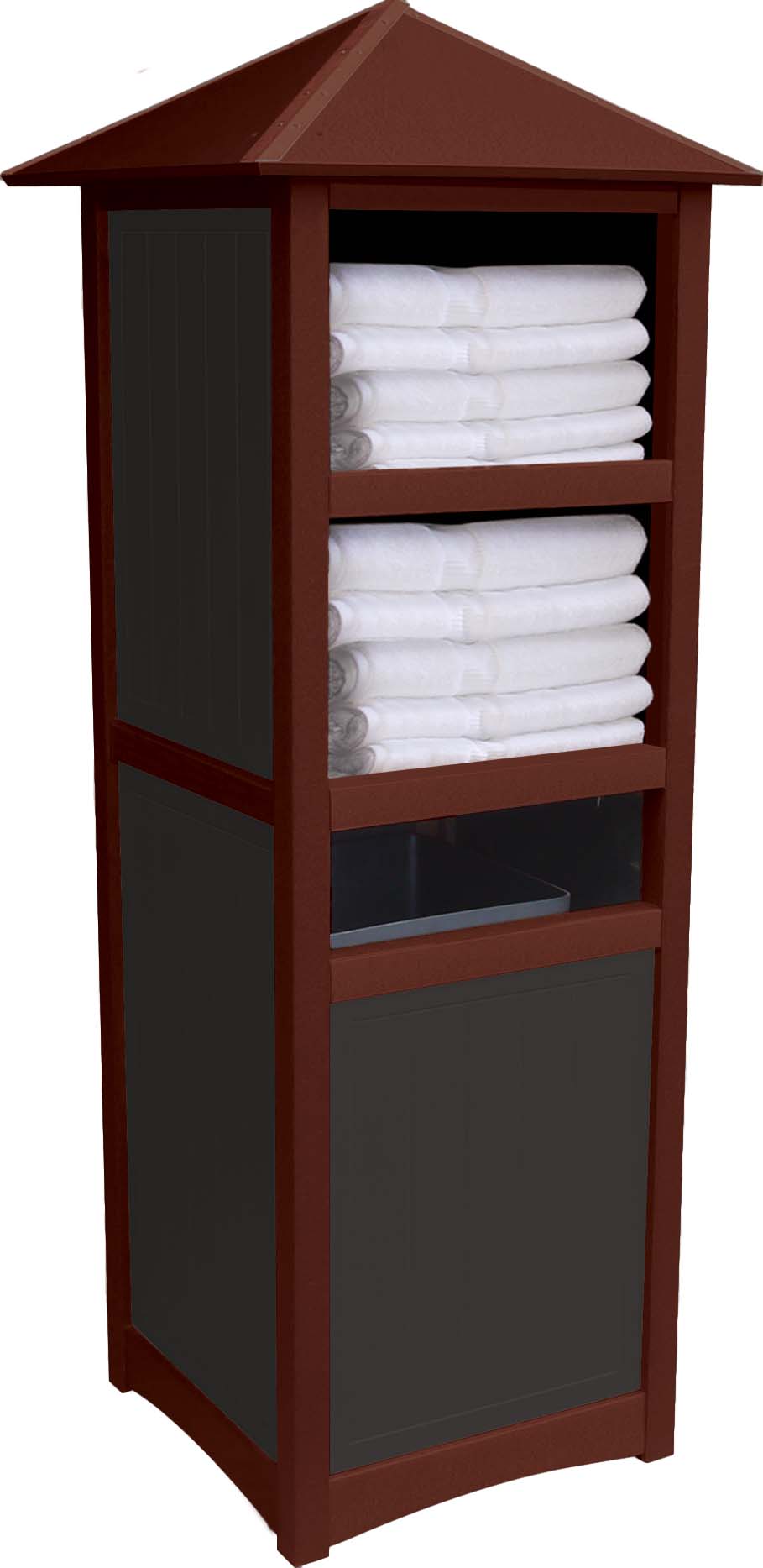 easycare hunter towel station with roof with cherrywood frame