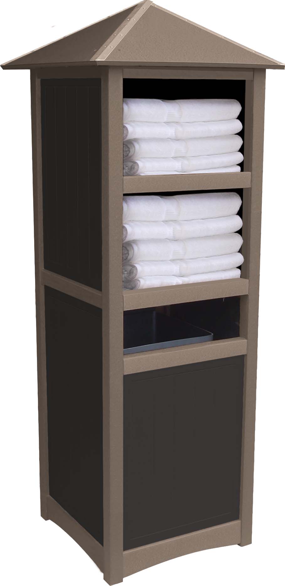 easycare hunter towel station with roof with weatherwood frame