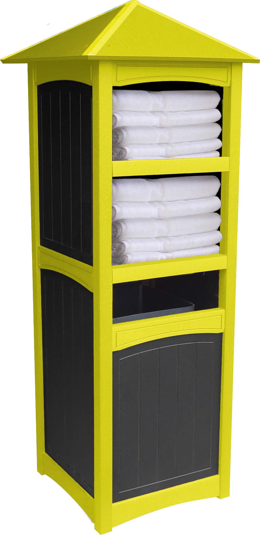 easycare emerald towel station with roof with yellow frame