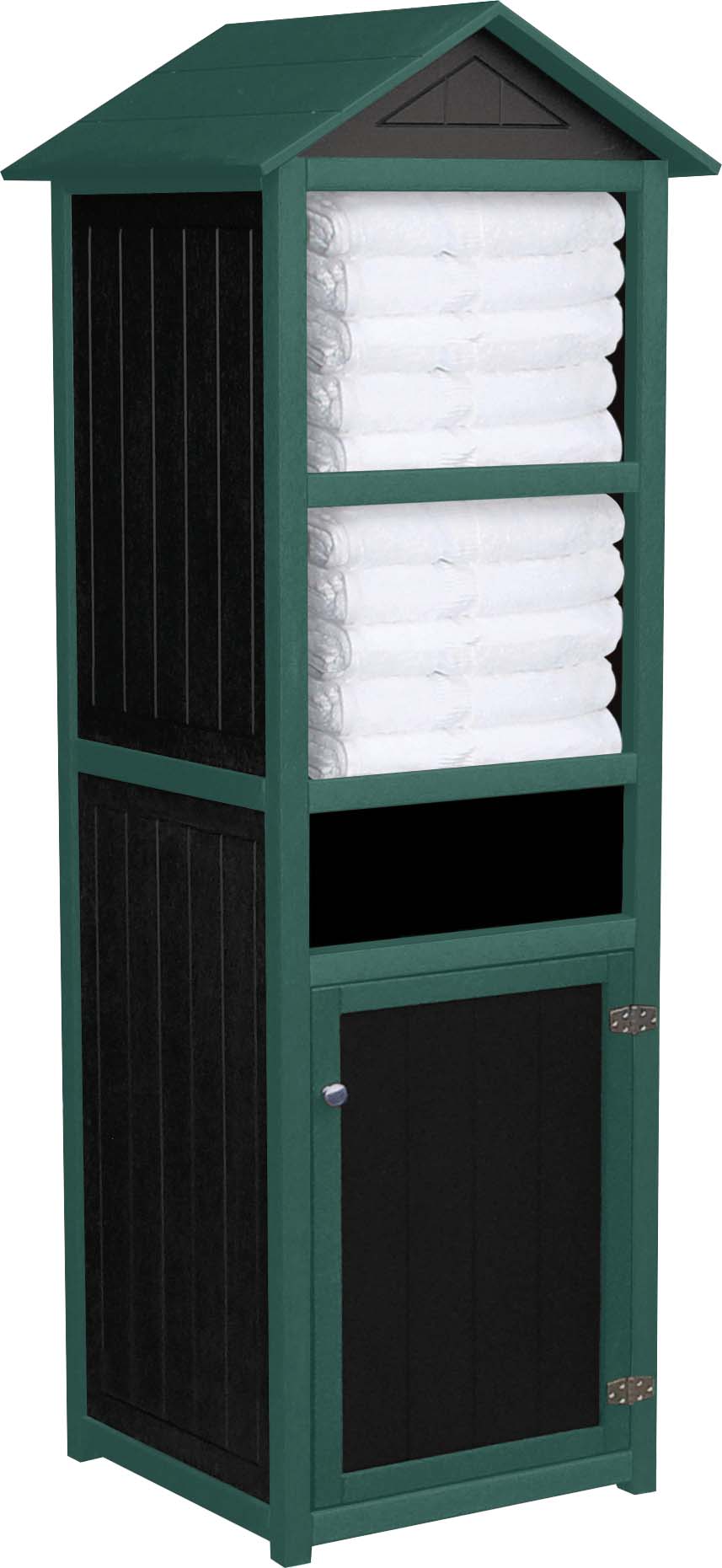 easycare spruce towel station with roof with green frame