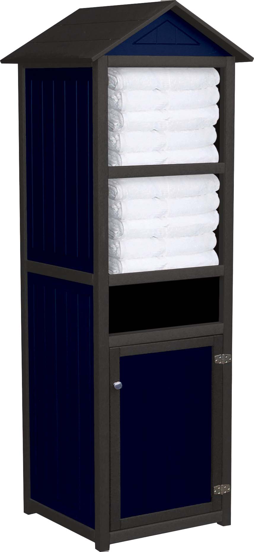 easycare spruce towel station with roof with patriot blue panels