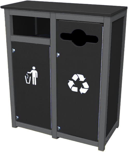 easycare spruce double 12 gallon square recycling bin with gray frame