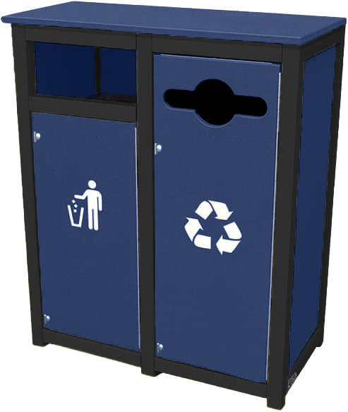easycare spruce double 12 gallon square recycling bin with patriot blue panels