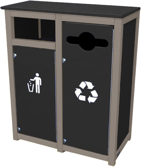 easycare spruce double 12 gallon square recycling bin with weatherwood frame