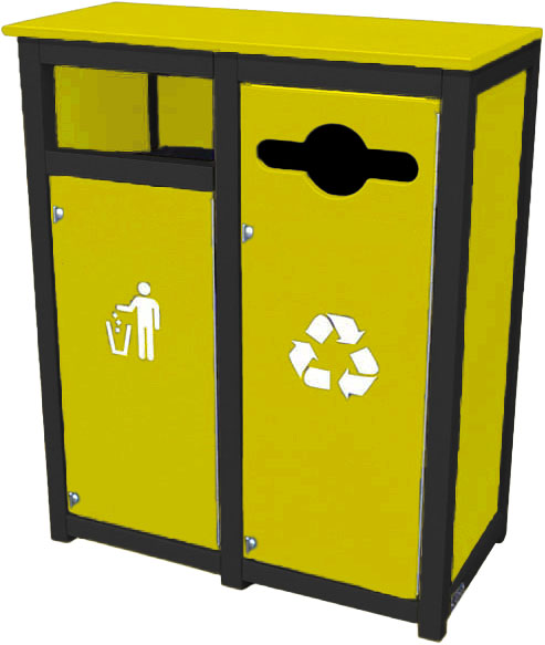 easycare spruce double 12 gallon square recycling bin with yellow panels