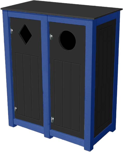 easycare hunter double 12 gallon square recycling bin with blue frame