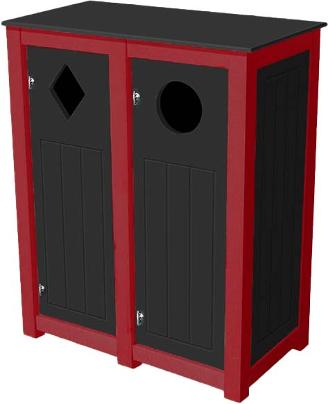 easycare hunter double 12 gallon square recycling bin with red frame