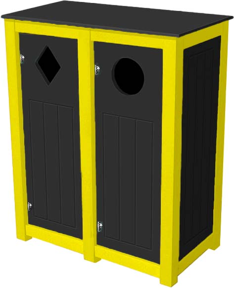 easycare hunter double 12 gallon square recycling bin with yellow frame