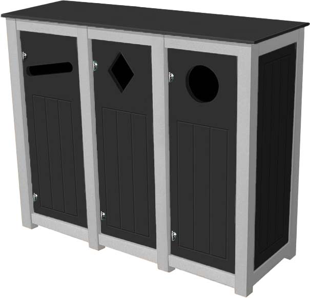 easycare hunter triple 12 gallon square recycling bin with white frame