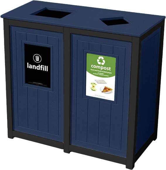 easycare spruce double 18 gallon square recycling bin with patriot blue panels