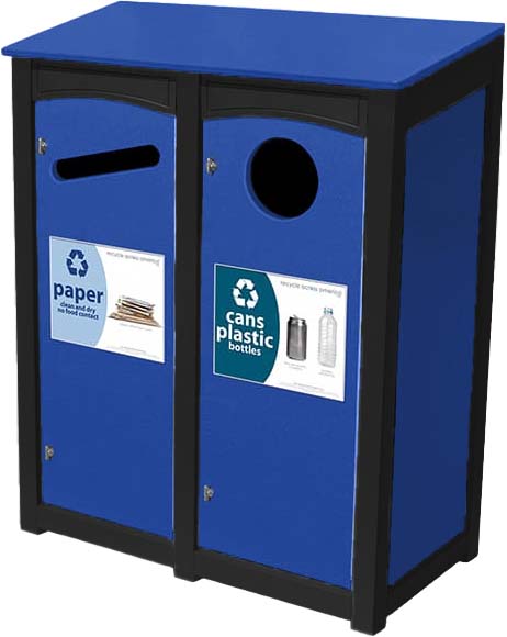 easycare emerald double 18 gallon square recycling bin with blue panels