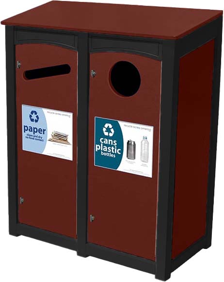 easycare emerald double 18 gallon square recycling bin with cherrywood panels
