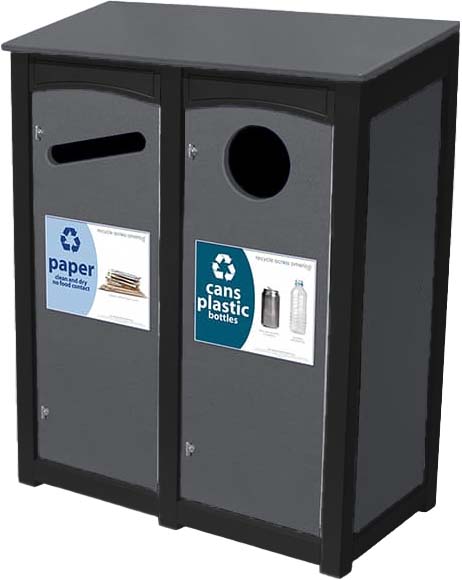 easycare emerald double 18 gallon square recycling bin with gray panels