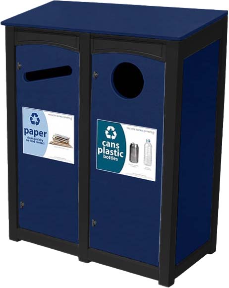 easycare emerald double 18 gallon square recycling bin with patriot blue panels