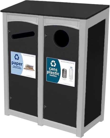 easycare emerald double 18 gallon square recycling bin with white frame