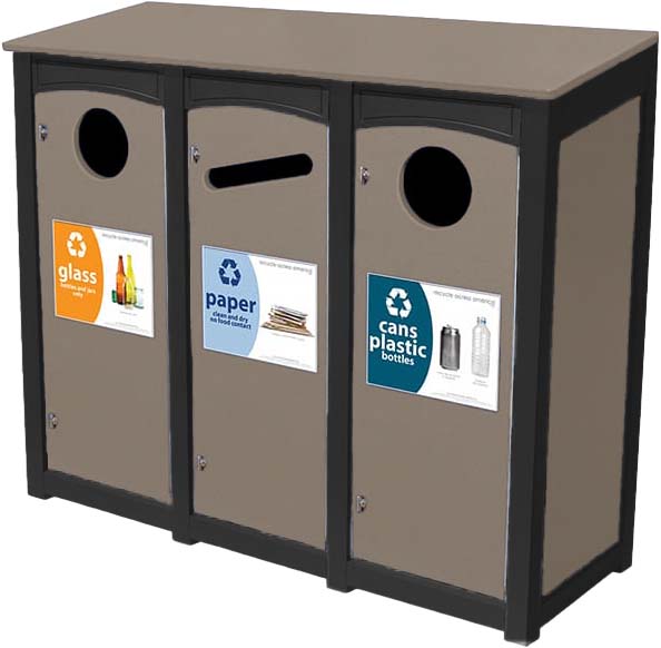 easycare emerald triple 18 gallon square recycling bin with weatherwood panels