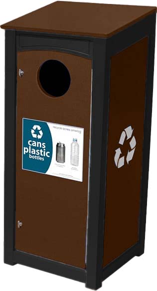 easycare emerald 18 gallon square recycling bin with tudor brown panels