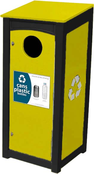 easycare emerald 18 gallon square recycling bin with yellow panels