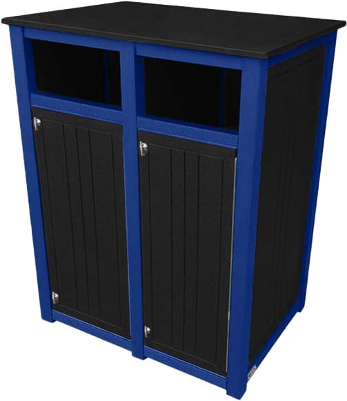easycare hunter double 23 gallon square recycling bin with blue frame