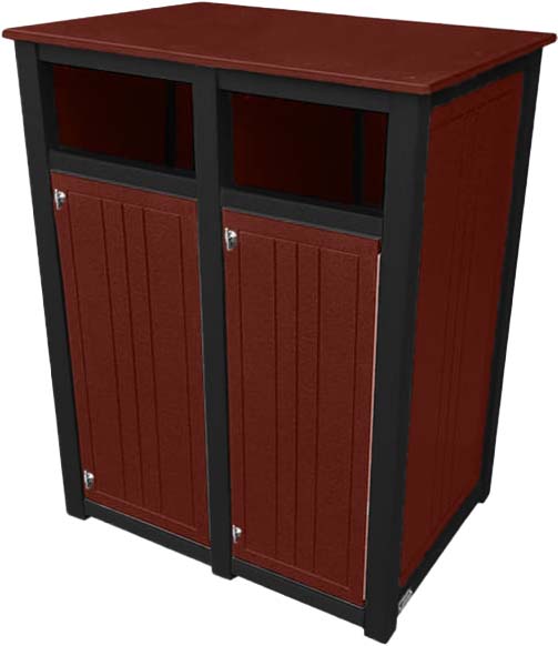 easycare hunter double 23 gallon square recycling bin with cherrywood panels