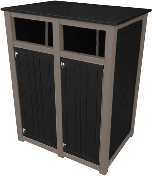 easycare hunter double 23 gallon square recycling bin with weatherwood frame