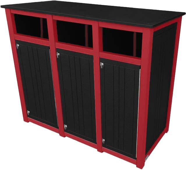 easycare hunter triple 23 gallon square recycling bin with red frame