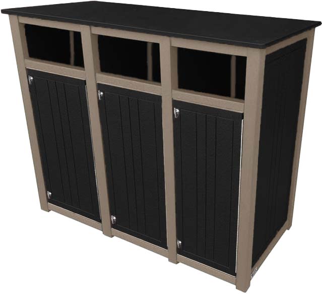 easycare hunter triple 23 gallon square recycling bin with weatherwood frame