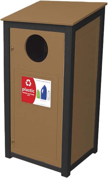 easycare hunter 26 gallon square recycling bin with cedar panels