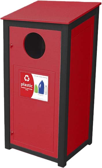 easycare hunter 26 gallon square recycling bin with red panels