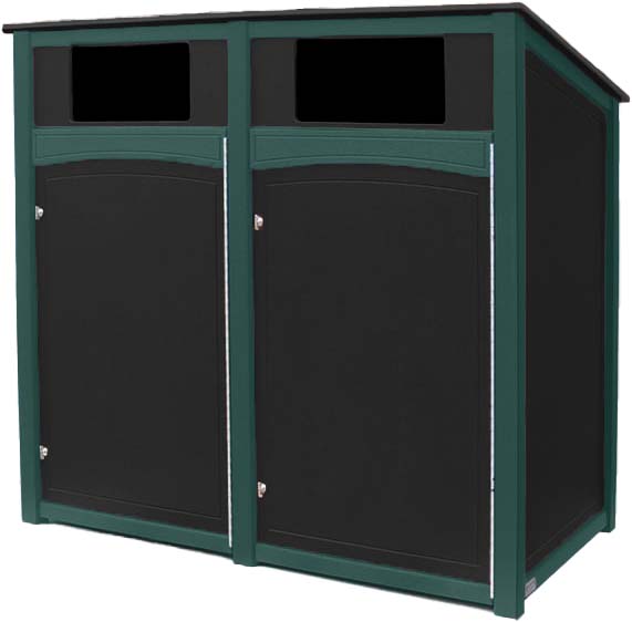 easycare emerald double 32 gallon roll cart recycling bin with green frame