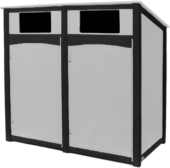 easycare emerald double 32 gallon roll cart recycling bin with white panels