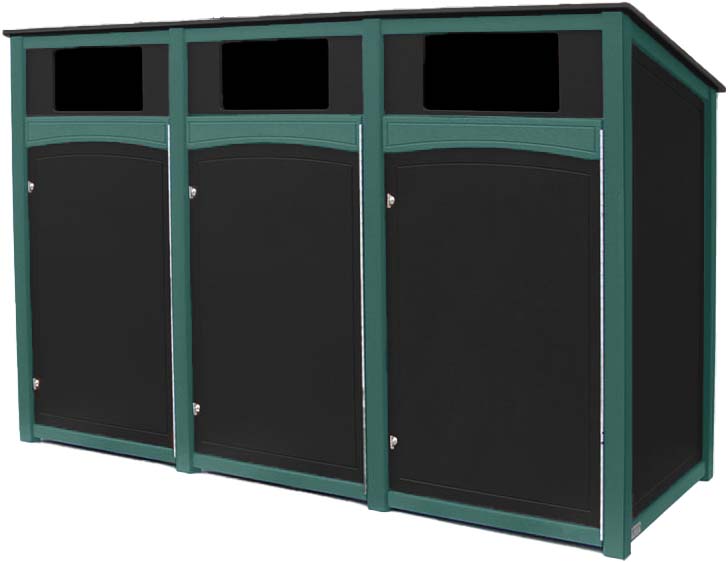 easycare emerald triple 32 gallon roll cart recycling bin with green frame