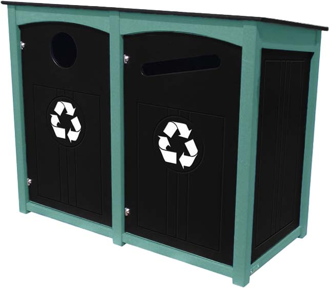 easycare emerald double 40 gallon square recycling bin with green frame