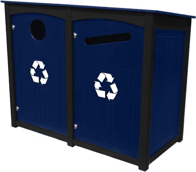 easycare emerald double 40 gallon square recycling bin with patriot blue panels