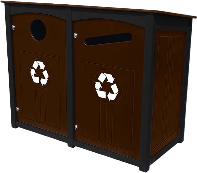 easycare emerald double 40 gallon square recycling bin with tudor brown panels