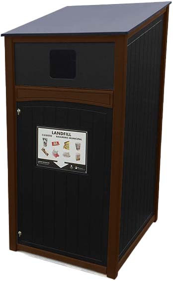 easycare emerald 48 gallon roll cart recycling bin with tudor brown frame