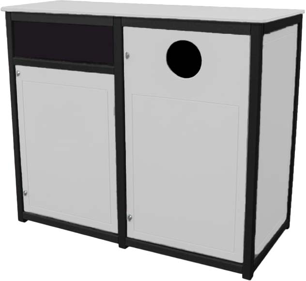 easycare spruce double 55 gallon square recycling bin with white panels