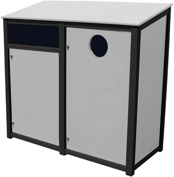 easycare hunter double 55 gallon square recycling bin with white panels