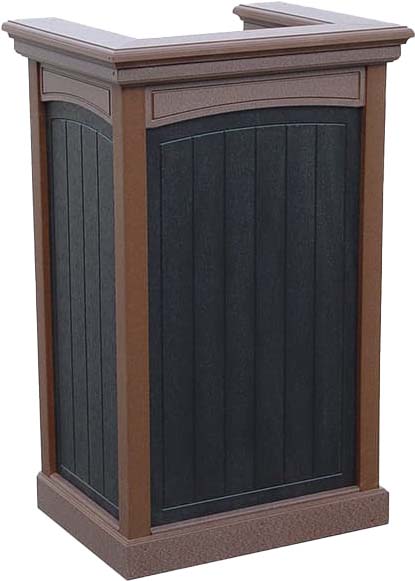 easycare emerald pedestal top podium and hosting station with tudor brown frame