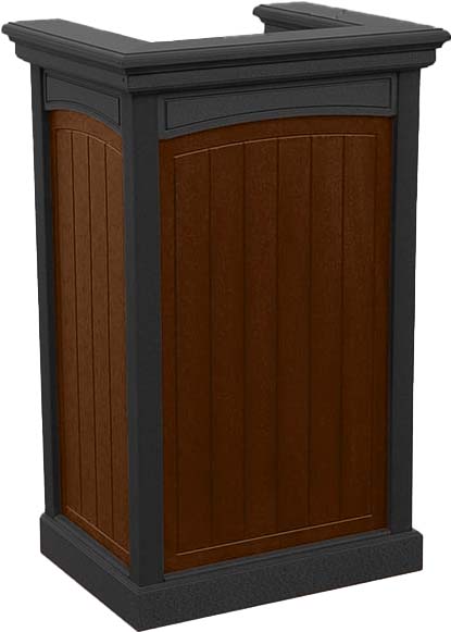 easycare emerald pedestal top podium and hosting station with tudor brown panels