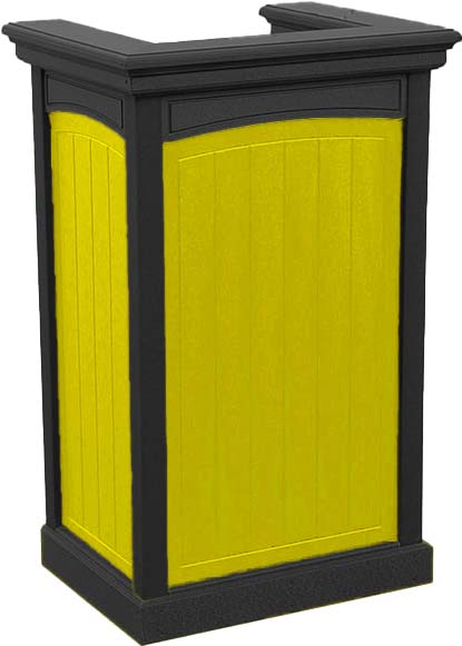 easycare emerald pedestal top podium and hosting station with yellow frame