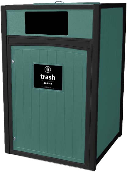 easycare emerald 96 gallon roll cart recycling bin with green panels