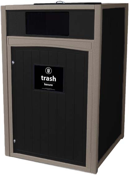 easycare emerald 96 gallon roll cart recycling bin with weatherwood frame