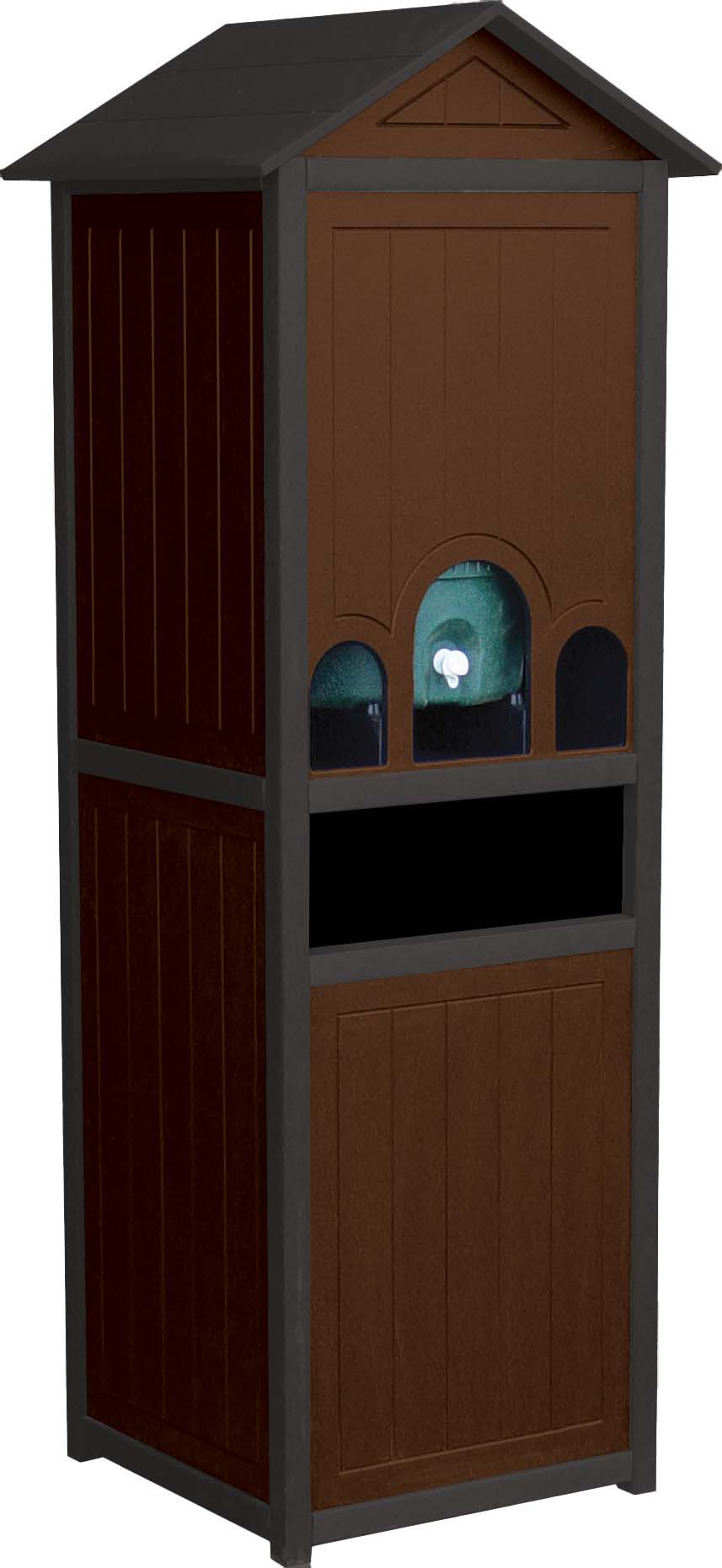 easycare spruce water cooler enclosure with waste and recycling with tudor brown panels